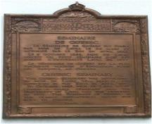 Original HSMBC plaque at the Québec Seminary; Parks Canada/Parcs Canada, Jim Molnar, 2003