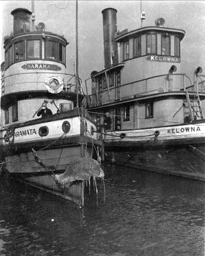 S.S. Naramata and S.S. Kelowna moored together, c.1955