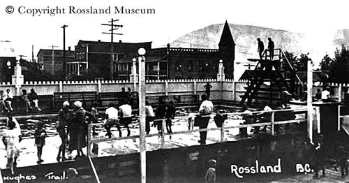 Rossland Pool looking east, 1935.