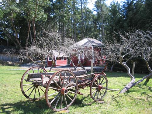 Caleb Pike Heritage Park showing old wagon