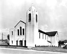 Exterior view of St. Peter's Catholic Church, c. 1955; The Oblate Archives of Mary Immaculate, Vancouver, c. 1955