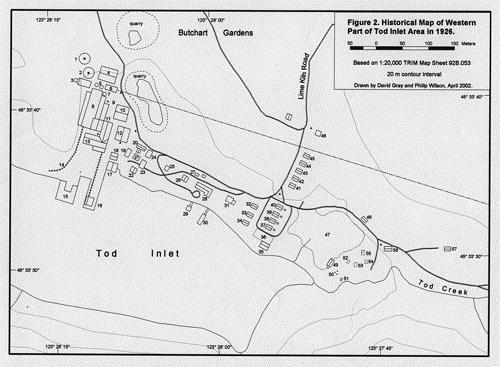 Historical map of western part of Tod Inlet, 1926