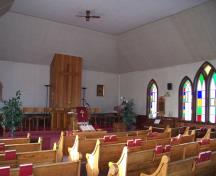 Interior view of the sanctuary of Cromer United Church, Cromer, 2006; Historic Resources Branch, Manitoba Culture,Heritage, Tourism and Sport, 2005