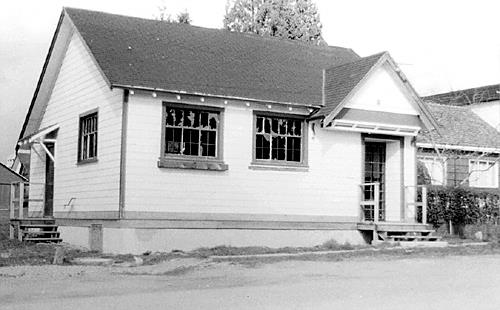 Oblique view of southwest corner