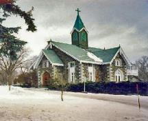 General view of Notre-Dame-des-Neiges Cemetery, showing construction, materials and finish of the chapel.; Parcs Canada | Parks Canada