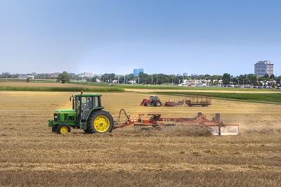 Tractors and rakes after the harvest