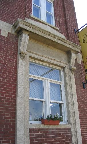 Pedimented former entryway