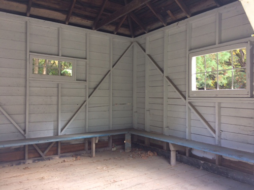 Interior view of built-in benches, 2016