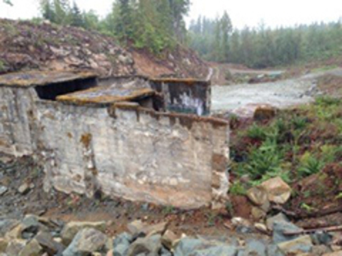 Ruin of reinforced concrete walls