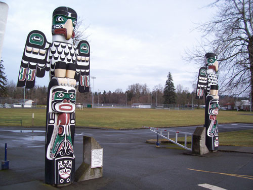 Entrance showing totem poles, 2009