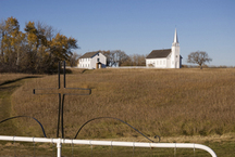 General view of Batoche showing the surviving buildings associated with the Métis Resistance and the original community, 2007.; Parks Canada Agency / Agence Parcs Canada, David Venne, 2007.