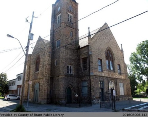 Front and side view of the building