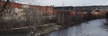 Vue générale de l'usine de textiles de Magog; Sylvain Lizotte 2020, © Ministère de la Culture et des Communications