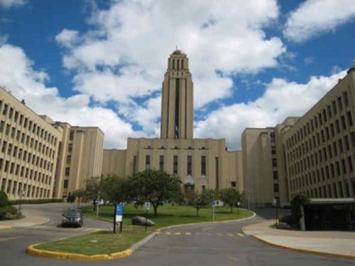 Part of the central portion of the building