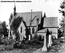 Photo historique de l’église anglicane de Saint Andrew’s, élévation du sud, PANB.; Provincial Archives of New Brunswick