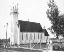 Historic photo of the Church of the Immaculate Conception, circa 1911.; Village of Rexton